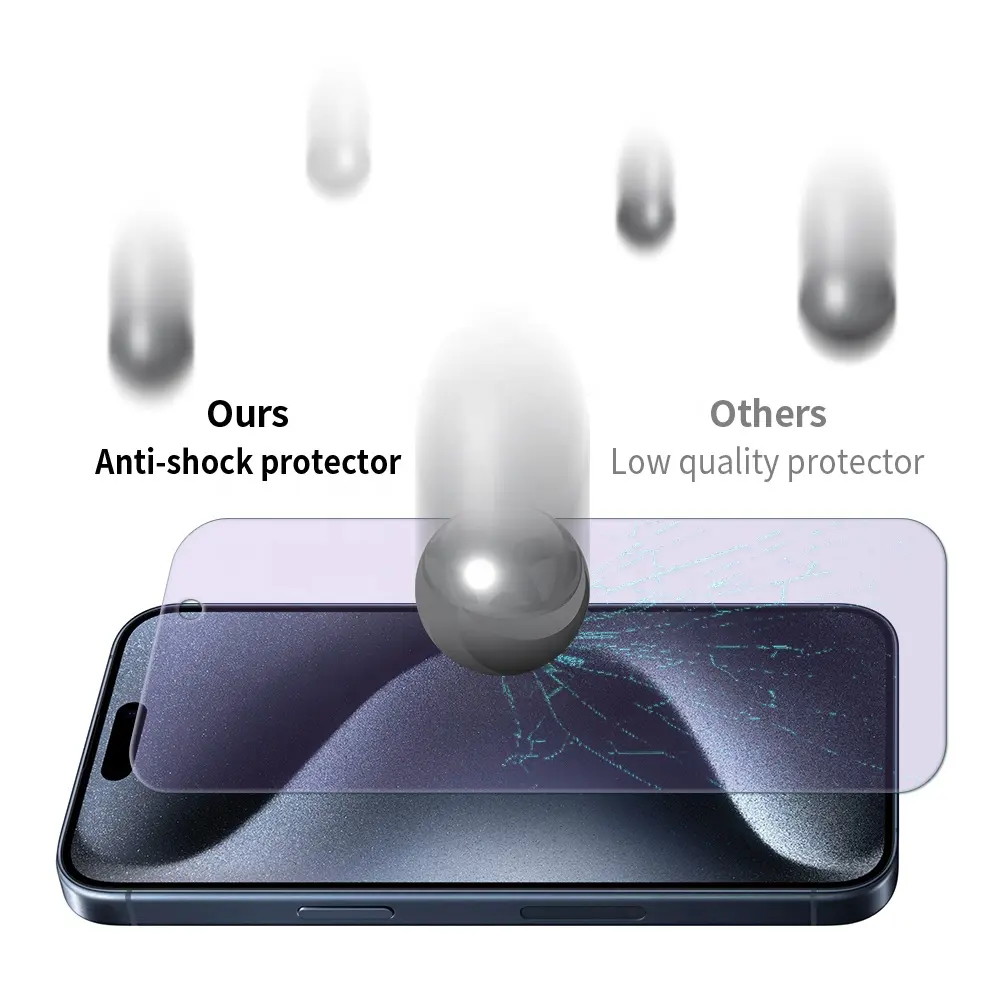 Premium 9H temperli cam Anti mavi işık koruyucu IPhone 15 serisi IPhone 15 Pro için görme koruyucu film korumak