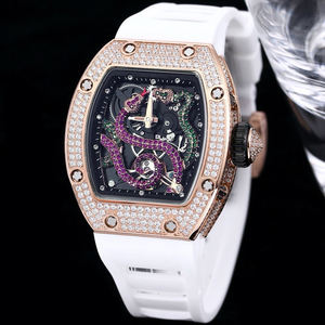 Reloj Mecánico con Patrón de Serpiente y Diamantes para Hombre y Mujer, Correa de Goma Resistente, Apto para Golf y Vestimenta Formal - Product Image 3