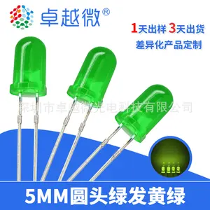 En ligne LED f5 cheveux verts vert broche courte 5mmled vert ternaire LED jaune vert lampe LED perle
