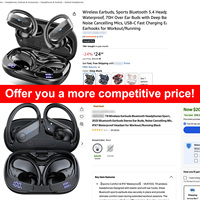Auriculares Bluetooth de Oreja Abierta Totalmente Impermeables IPX7, 7 Horas de Llamadas, Larga Duración en Espera, Auriculares para Gimnasio y Correr