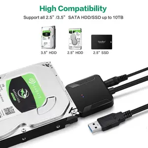 Jasoz SATA zu USB Kabel USB 3.0 zu Festplatte Schwarz 22pin Adapter Konverter Für 2, 5 3,5-Zoll-Festplatte Festplatte SATA III SSD