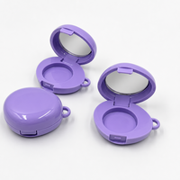 Étui vide pour baume à lèvres avec logo personnalisé, compact rond violet avec miroir, emballage cosmétique esthétique