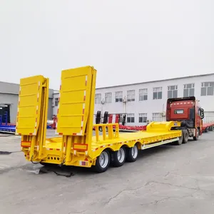 Factory 40ft 3 4 Axle Gooseneck 40 50 100 Tons Lowbed Low Bed Semi Trailer With Mechanical Ladder