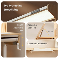 Bureau d'étude ergonomique pour enfants avec lampe de protection oculaire à lumière rouge et bureau inclinable, table d'apprentissage multifonctionnelle pour enfants pour projets