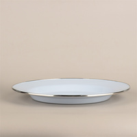 Assiette décorative Xinhui en émail, style campagnard, motif bleu et blanc, finition brillante, peinte à la main, écologique