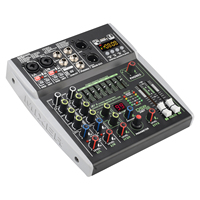 Table de mixage EIF 4 canaux stéréo avec alimentation fantôme 48V, effets DSP, Bluetooth, USB, lecture/enregistrement sur ordinateur, pour podcasts et audio