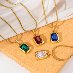 Collar de Cadena de Eslabones de Serpiente Chapado en Oro de 18K Vintage con Colgante de Zirconia, Joyería de Boda de Acero Inoxidable para Mujer - Product Image 2