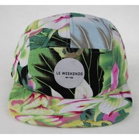 Hawaiian Floral 5 panneaux Cadet Snapback Cap Hat 100% Polyester Caractéristique commune du tissu