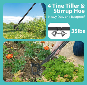 Outil de jardinage 2-en-1 avec manche long réglable <span class=keywords><strong>Action</strong></span> Scuffle Loop Hoe avec râteau Sol Tiller Cultivator Stirrup Hoe Garden Hoe - Product Image 4