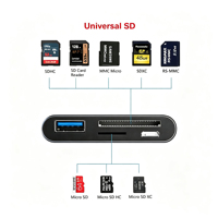Hub USB 3.0 Type C OTG Plug and Play en aluminium avec lecteur de cartes SD TF en stock pour ordinateur portable MacBook iPad Pro Smartphone
