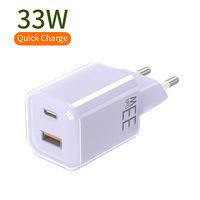 Cargador GaN de 30W con Doble Puerto USB C+A, Mini Cargador de Pared PD con Enchufe Europeo, Certificado CE, Adaptador de Carga Rápida para iPhone 15 14 iPad