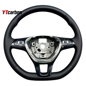 Volante de Cuero Completo Personalizado YTcarbon para Transporter <span class=keywords><strong>Virtus</strong></span> Vento, Accesorios Interiores para Automóviles, Modificación de Piezas de Automóviles, Cuero Italiano y Gamuza - Product Image 1