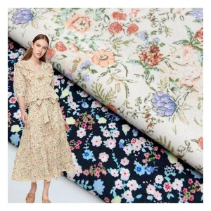 Vente en gros dbp 93/7 polyester spandex florals impression numérique tricoté DTY brossé tissu jersey simple pour robe