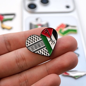 Set Pin Enamel Bendera & Peta Palestina, Lencana Lambang Nasional Palestina Modern untuk Dekorasi Tas, Pakaian, dan Ponsel - Product Image 3
