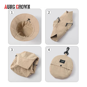 หมวกซาฟารีกันแดดใส่ได้ทั้งผู้ชายและผู้หญิง, หมวกเดินป่ากันน้ำหมวกทรงถังชาวประมงพับได้สำหรับฤดูร้อนกลางแจ้งมีเชือกผูก - Product Image 3