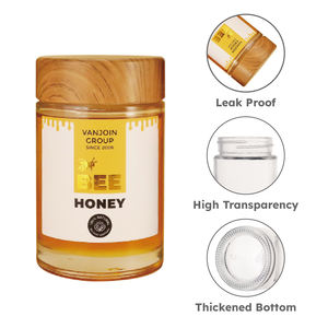 Pots à miel en verre de 180 ml, 360 ml, 750 ml, petits pots à miel avec couvercles en bois, mini pots à miel - Product Image 4
