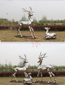 Sculpture de cerf en acier inoxydable miroir de simulation rougeoyant personnalisé parc de quartier paysage sculpture de jardin petits ornements lan - Product Image 6