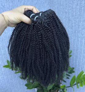 Venta al por mayor 100% Virgen Mongol Afro Kinky Curly Extensiones de cabello humano Tejido Doble Extensiones - Product Image 3