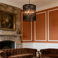 Lustre à 6 lumières avec pampilles en perles noires, douille E14 pour salle à manger, salon