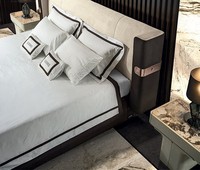 Lit en cuir moderne en promotion pour villa, mobilier de chambre à coucher de luxe, ensemble de chambre à coucher moderne