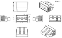Bornes de raccordement compactes BELEKS 400V 41A 6mm à encliquetage, 3 ports, connexions électriques rapides, fil en matériau PC
