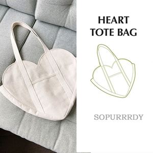 Custom Logo Heart Shape <b>Canvas</b> <b>Tote</b> Bag-Extra Big Shopping Beach <b>Totes</b> Bags Reusable Grocery Plain Solid Bag - Product Image 3