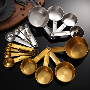 Thấp moq thép không gỉ 4 cái đường bột muỗng canh dụng cụ đo lường tất cả trong một cốc - Product Image 1