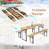 Ensemble de table à manger pliante en bois massif pour l'extérieur, robuste et moderne, avec banc