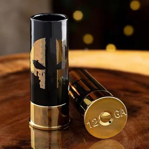 Nouvelle conception, noir, 1,5 oz, calibre 12, en forme de cartouche, mini-gobelet à whisky en plastique épais réutilisable, compatible micro-ondes, pour les fêtes - Product Image 3