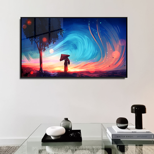 Pintura de porcelana de cristal moderna, luces LED colgantes, marco negro, arte de pared <span class=keywords><strong>para</strong></span> el hogar, <span class=keywords><strong>para</strong></span> <span class=keywords><strong>comedor</strong></span>, sala de estar - Product Image 3