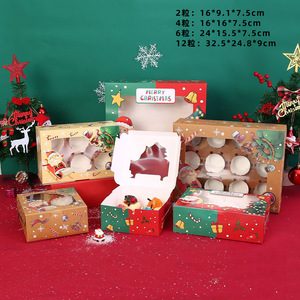 Dropshipping Shopify <b>Christmas</b> Cupcake <b>Box</b> With Clear Window For Mousse Dessert Pastry Takeout Packaging - Product Image 5