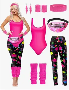 Women 80s Costume Accessories Set Workout Outfit Costume For Cosplay Party