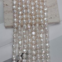 Chaîne de perles de haute qualité O'Din, qualité AAA, 8-9 mm, ovales, baroques, perles d'eau douce naturelles blanches, pour la création de bijoux DIY