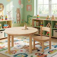 Table ronde en bambou pour enfants, table d'activités Montessori en bois pour tout-petits, mobilier de salle de jeux pour enfants, vente en gros OEM personnalisée