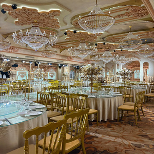 Tùy Chỉnh Đám Cưới Tổ Chức Sự Kiện Trang Trí Sân Khấu Trần Ánh Sáng Trang Trí Đám Cưới Kim Loại Sắt Mạ Pha Lê Hạt Rèm Đèn Chùm - Product Image 2