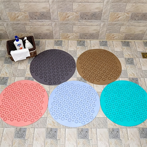 Tapis de salle de bain rond en TPE antidérapant, imperméable, pour baignoire, sol, maison, hôtel, douche, toilettes - Product Image 2