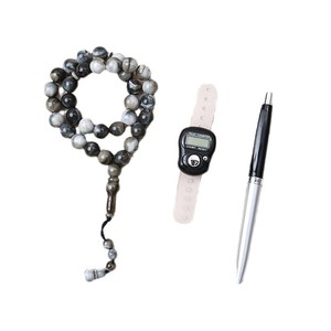 IStapromo Gifts Lot de 3 pièces économique : Ensemble de perles de prière musulmanes pour l'Aïd (Tasbih 99 perles), compas de prière et compteur numérique stylo - Product Image 2