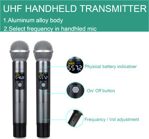 Ensemble de <span class=keywords><strong>micro</strong></span> Vocal sans fil professionnel, Microphone portable sans fil Uhf à 2 canaux - Product Image 3