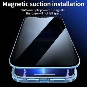 2024 magnétique Double face verre protecteur métal pare-chocs <span class=keywords><strong>Anti</strong></span> <span class=keywords><strong>espion</strong></span> écran de confidentialité <span class=keywords><strong>coque</strong></span> de téléphone pour <span class=keywords><strong>iPhone</strong></span> 13 12 <span class=keywords><strong>11</strong></span> Pro Max - Product Image 4