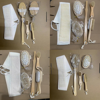 Ensemble de 5 brosses exfoliantes pour le corps, le visage et le bain, en bois naturel, poils de sanglier, manche long détachable, pour soins du corps