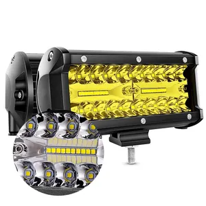 7inch tri-hàng hổ phách xe lái xe thanh ánh sáng tại chỗ lũ kết hợp tự động LED dải Sương Mù Ánh sáng 120 wát LED làm việc thanh ánh sáng cho ATV Xe tải SUV