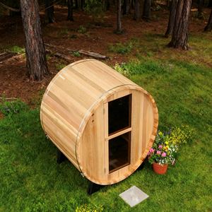 スマートサウナと休憩エリア木材ハウスプレハブ杉2-6人用屋外サウナバレル - Product Image 6