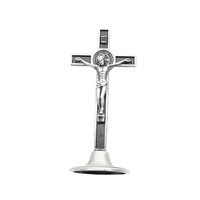 Crucifix rouge argenté antique fait à la main décorations religieuses JC vente en gros écologique catholique métal artisanat croix pour cadeaux