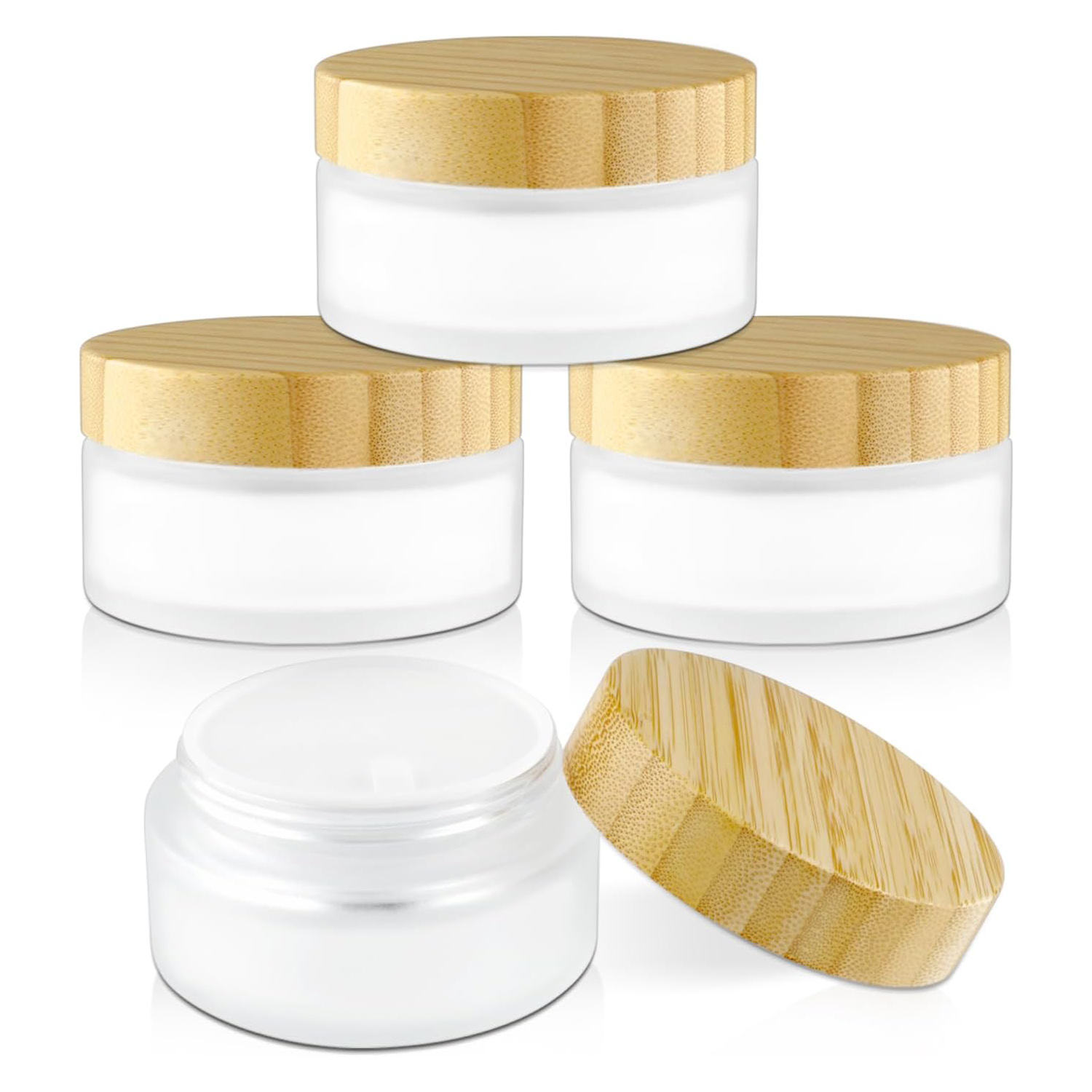 โถใสพร้อมฝาไม้ไผ่พลาสติก