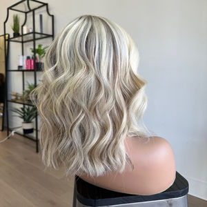 Capelli umani europei in stile estivo evidenziano biondo platino con radici di livello 7 parrucca anteriore in pizzo HD invisibile per la perdita di capelli delle donne - Product Image 5