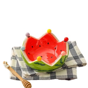 Assiette à fruits en céramique en forme de pastèque avec ensemble de fourchettes pour la cuisine à domicile - Product Image 4