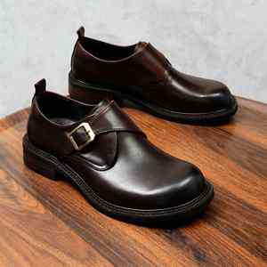 Nuevo Estilo de Zapatos Casuales de Piel Genuina para Hombre, con Punta Redonda, Sin Cordones, Duraderos y Cómodos para Otoño - Product Image 2