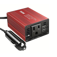 Inversor de Corriente para Auto de 150W, Convertidor de Voltaje de CC 12V a CA 110V, Encendedor de Cigarrillos, 2 Puertos USB de Carga, Salida de 110V, Cargador Rápido