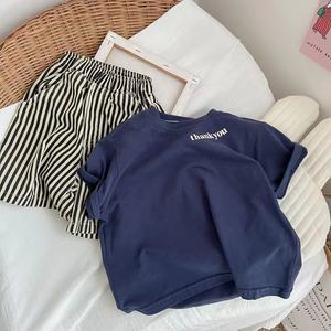 T-shirt ample pour enfants en coton 100% avec imprimé lettres, nouvelle collection été 2022 - Product Image 5