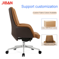 Fauteuil de bureau exécutif en cuir marron de luxe, réglable en hauteur, pivotant et inclinable, pour la maison et l'atelier (vente en gros)